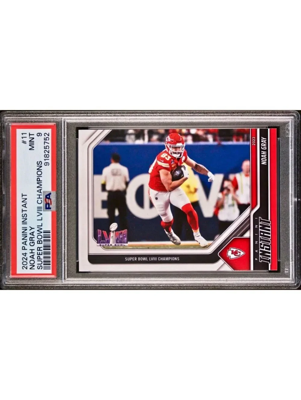 Noah Gray 2023 Panini NFL Superbowl LVIII Champions #11 Card PSA 9 Mint
